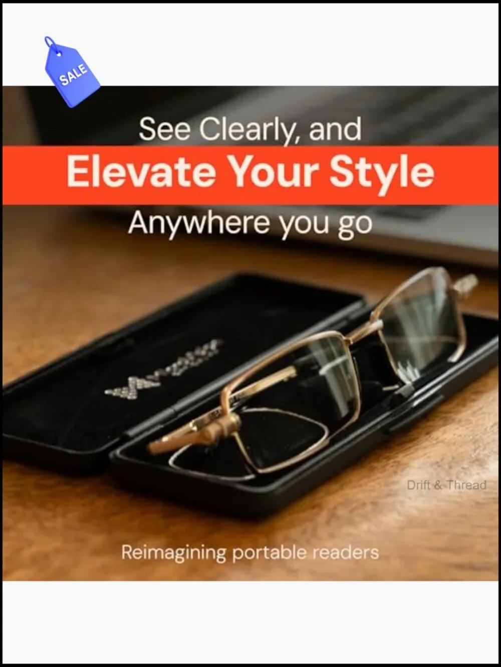Flat Folding Reading Glasses With Compact Case, Slim Foldable Frame